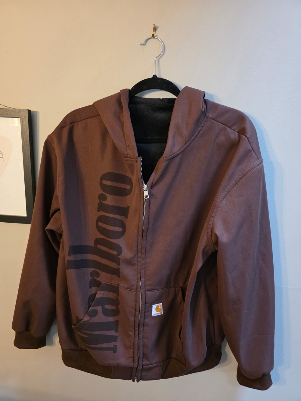 Carhartt Brown Zip-Up Hoodie with Marlboro Vertical Logo